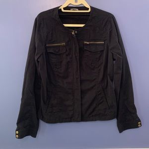 Collarless Utility Jacket 